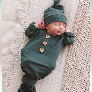 Caden Lane Forest Green gown and hat